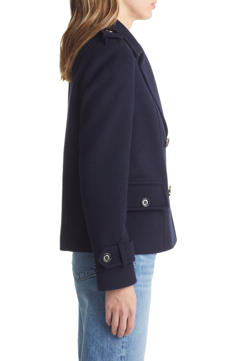 Sam Edelman Double Breasted Wool Blend Peacoat, Alternate, color,