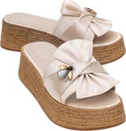 Prologue Shoes Shara Braided Bow & Bee Buckle Platform Sandal