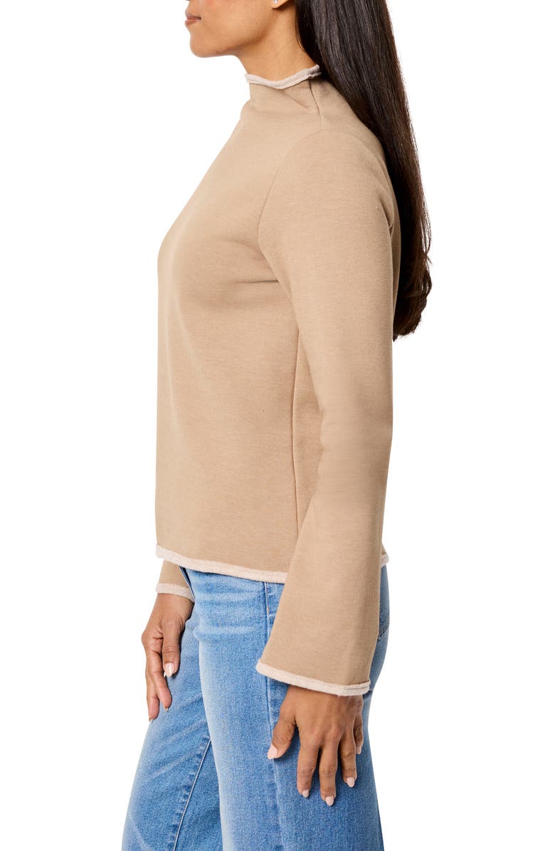 NZT by NIC+ZOE Lounge Around Funnel Neck Fleece Sweatshirt, Alternate, color, Mochachino