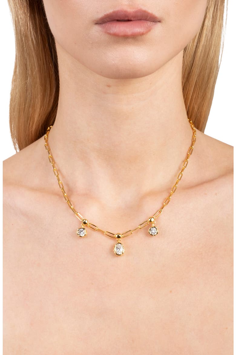 Asterales Petite Triple Cubic Zirconia Drop Necklace, Alternate, color, STONES