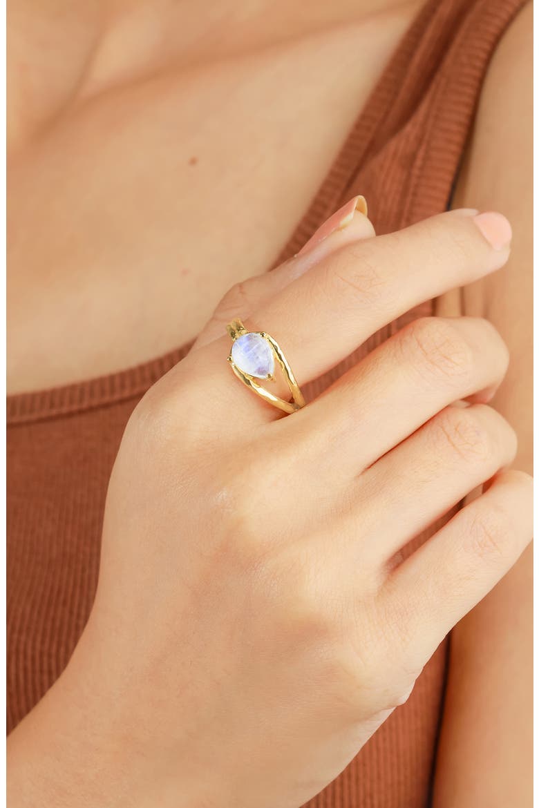 Moonstone Gold Plated Ring, Alternate, color, BLUE