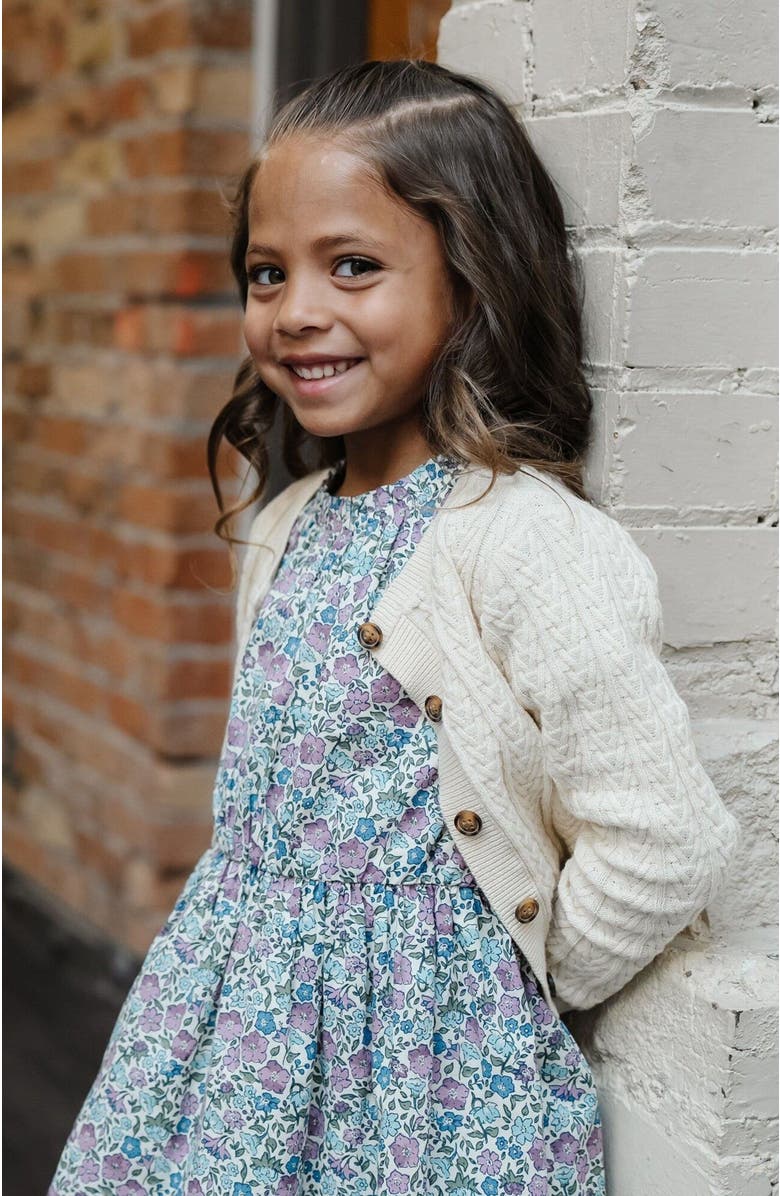 Hope & Henry Girls' Organic Chevron Cable Cardigan, Kids, Alternate, color, Ivory Chevron Cable