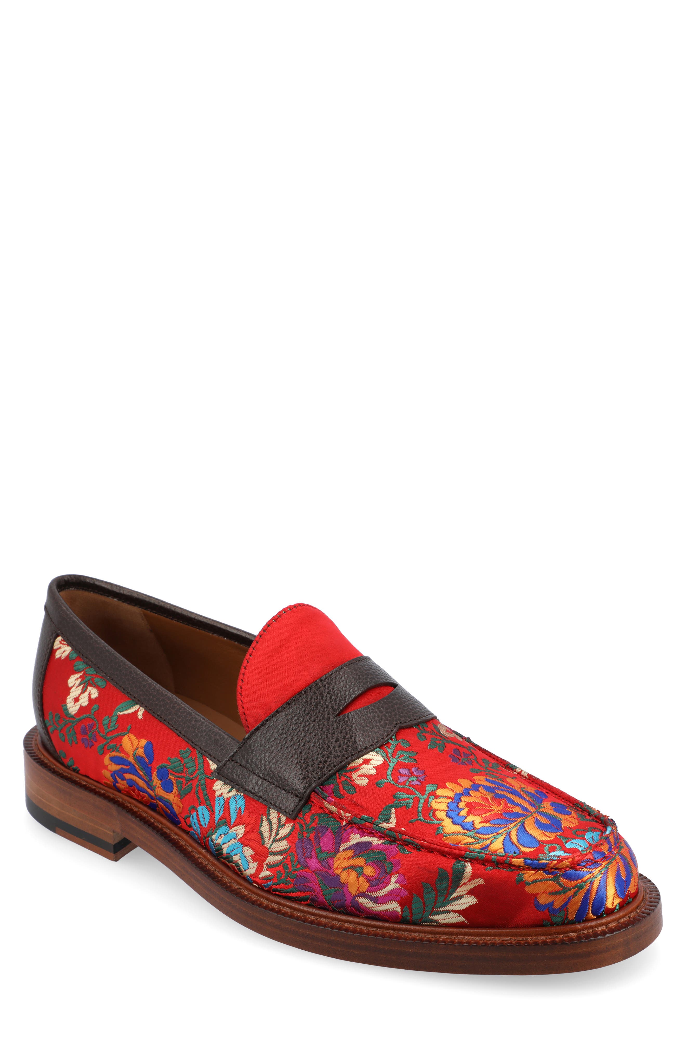 TAFT The Fitz Floral Brocade Penny Loafer, Main, color, 