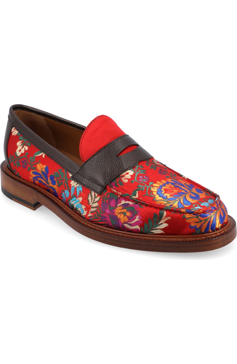 TAFT The Fitz Floral Brocade Penny Loafer, Main, color,