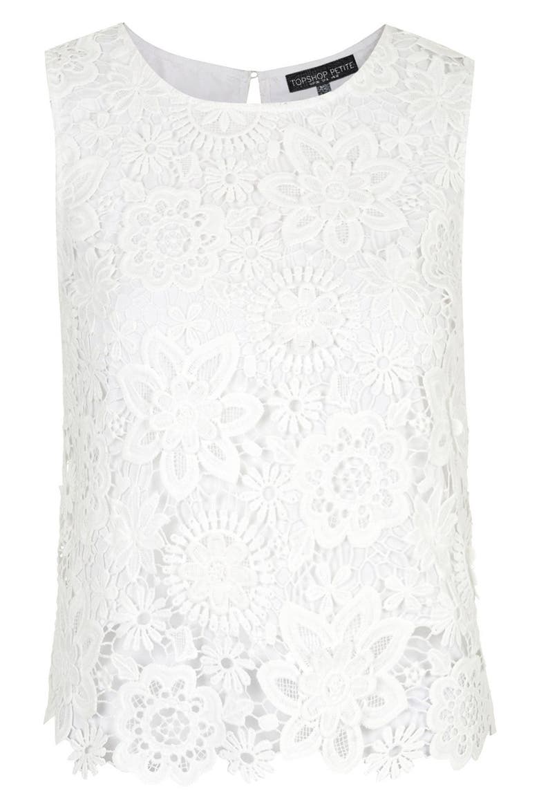 Crochet Lace Shell Top, Alternate, color, WHITE