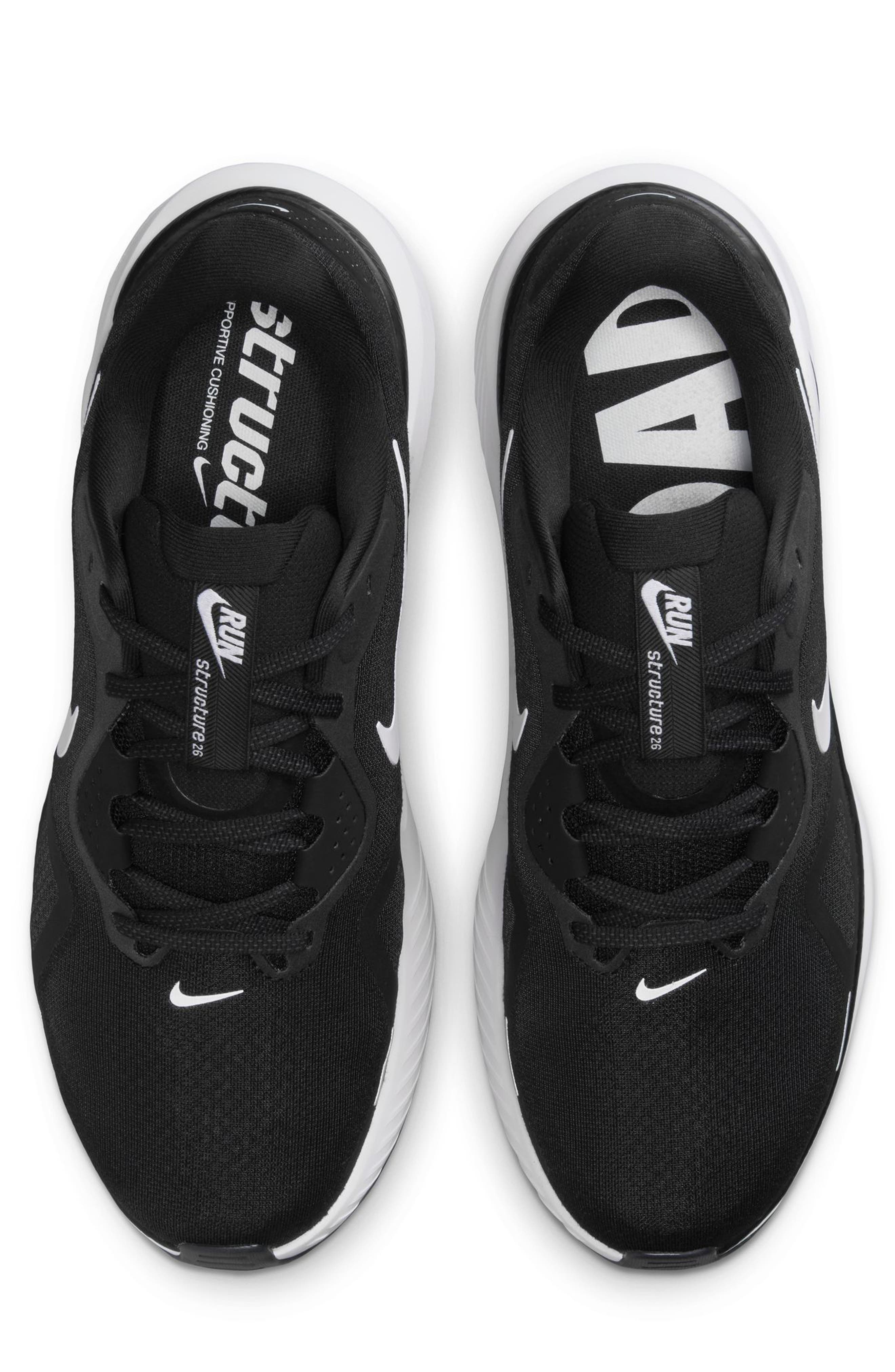 Nike Structure 26 Running Shoe, Alternate, color, 001 Black/White