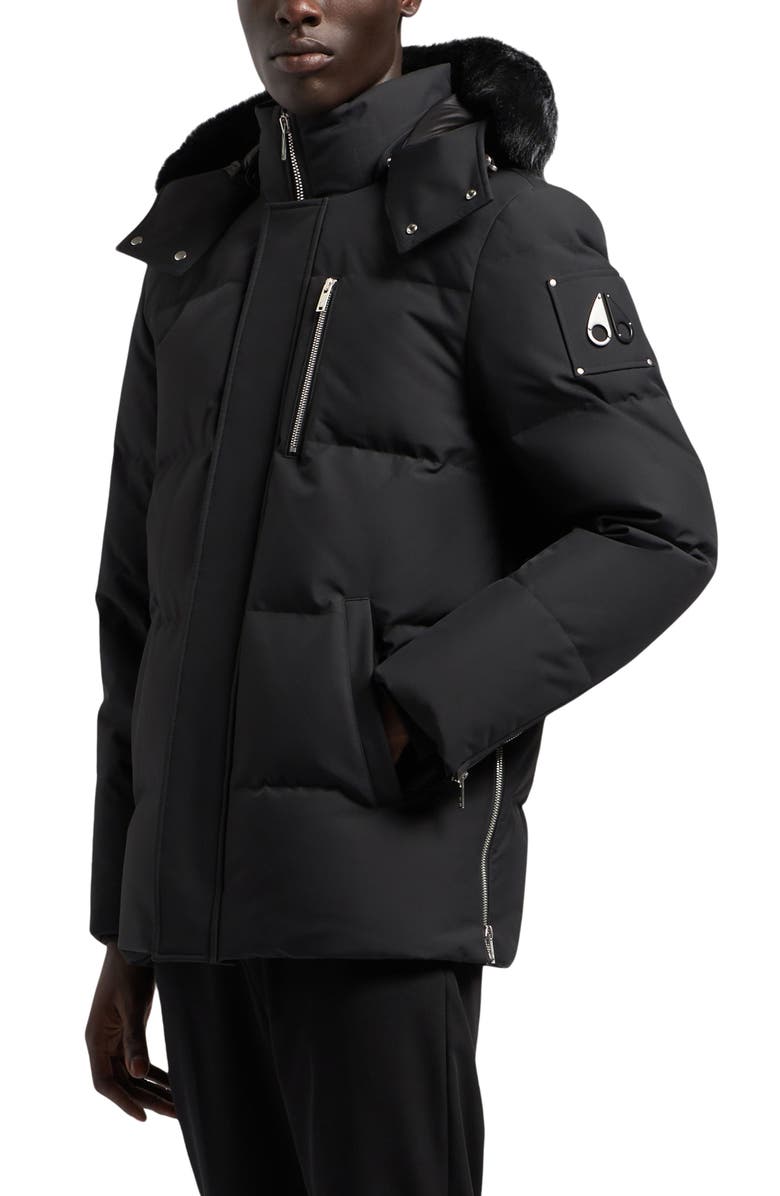 Moose Knuckles Cloud 3Q Water Repellent Down Puffer Jacket with Removable Hood, Alternate, color, Black W/ Black Sh