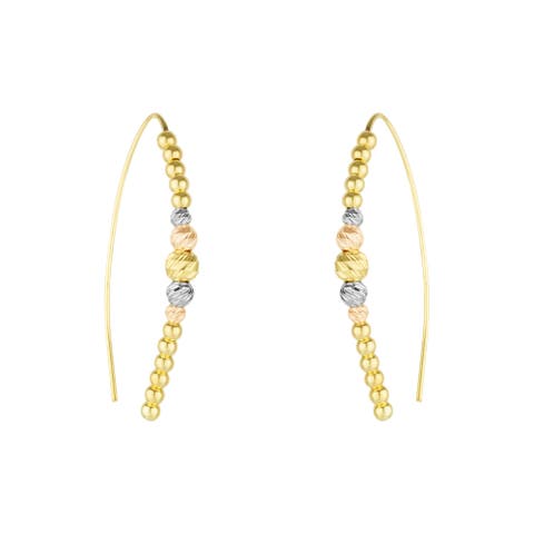 Beaded Pull Through Sterling Silver Earrings