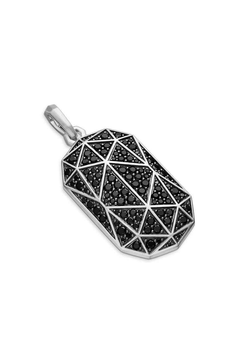 Torqued Faceted Amulet in Sterling Silver with Pavé Black Diamonds, Alternate, color, STERLING SILVER