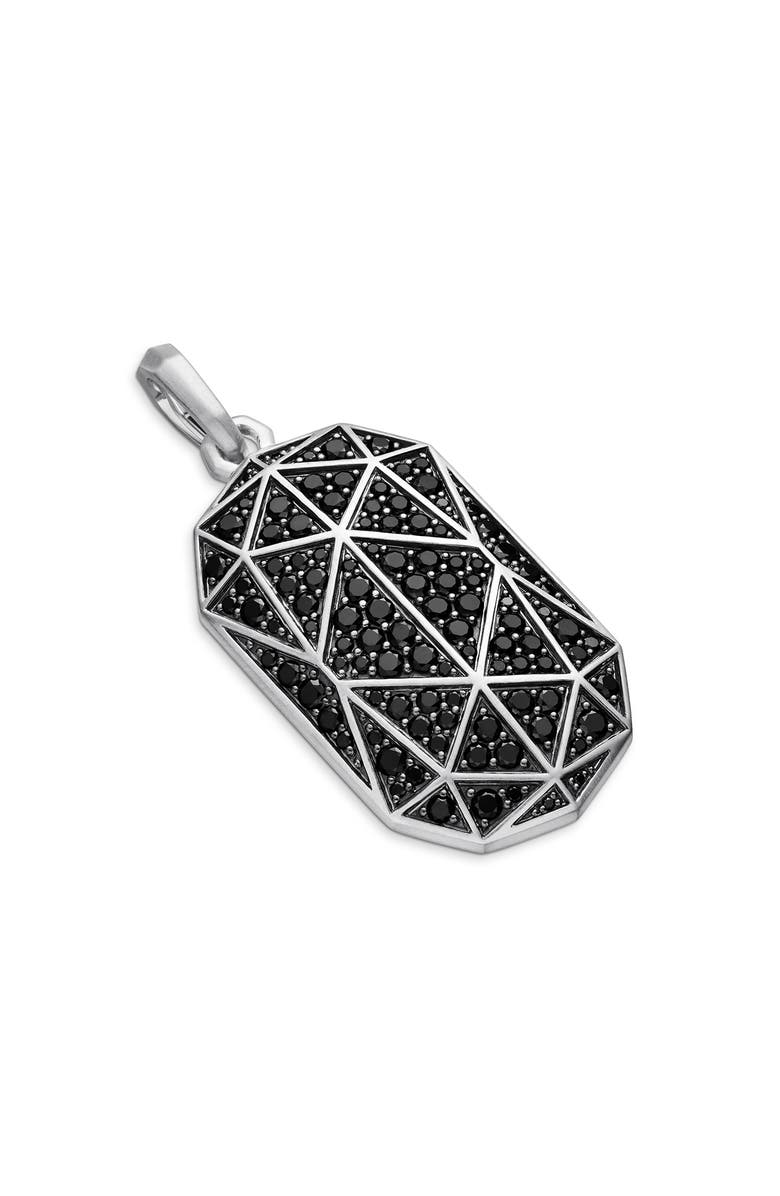 David Yurman Torqued Faceted Amulet in Sterling Silver with Pavé Black Diamonds, Alternate, color, Sterling Silver
