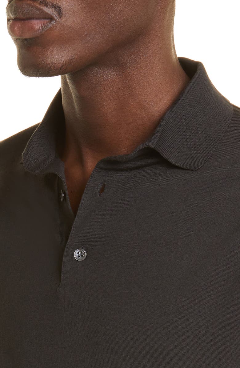 Loro Piana Long Sleeve Wish Wool Polo, Alternate, color, 