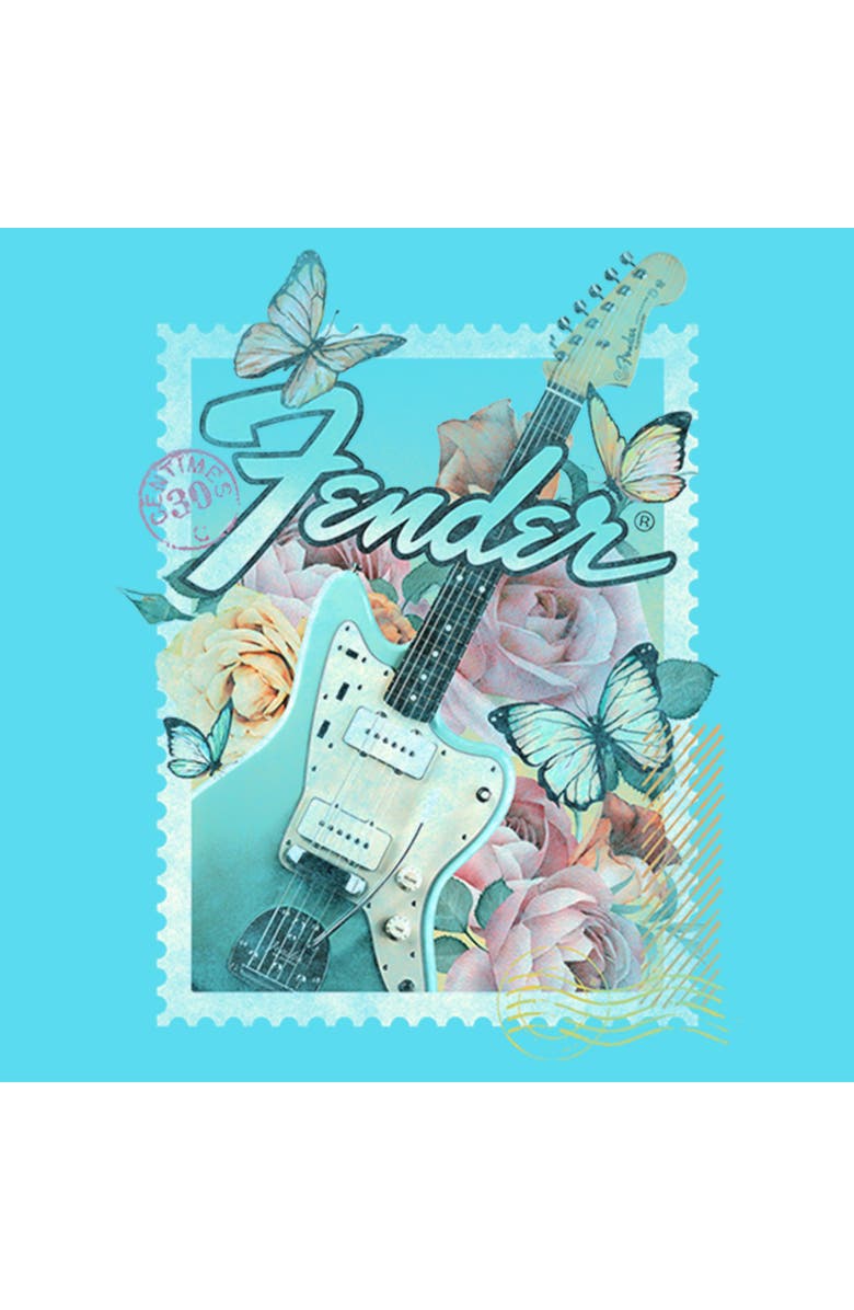FENDER Girl's Fender Retro Floral Stamp Graphic T-Shirt, Alternate, color, Blue