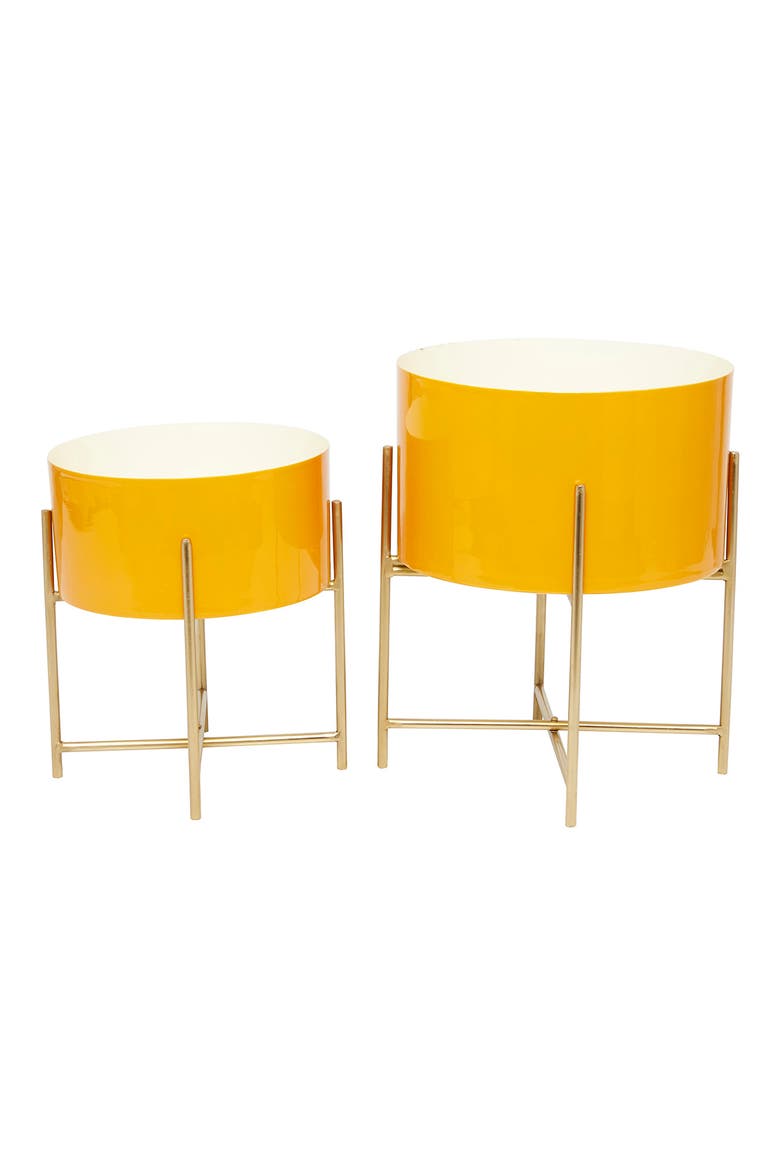 Yellow Metal Modern Planter - Set of 2, Alternate, color, YELLOW