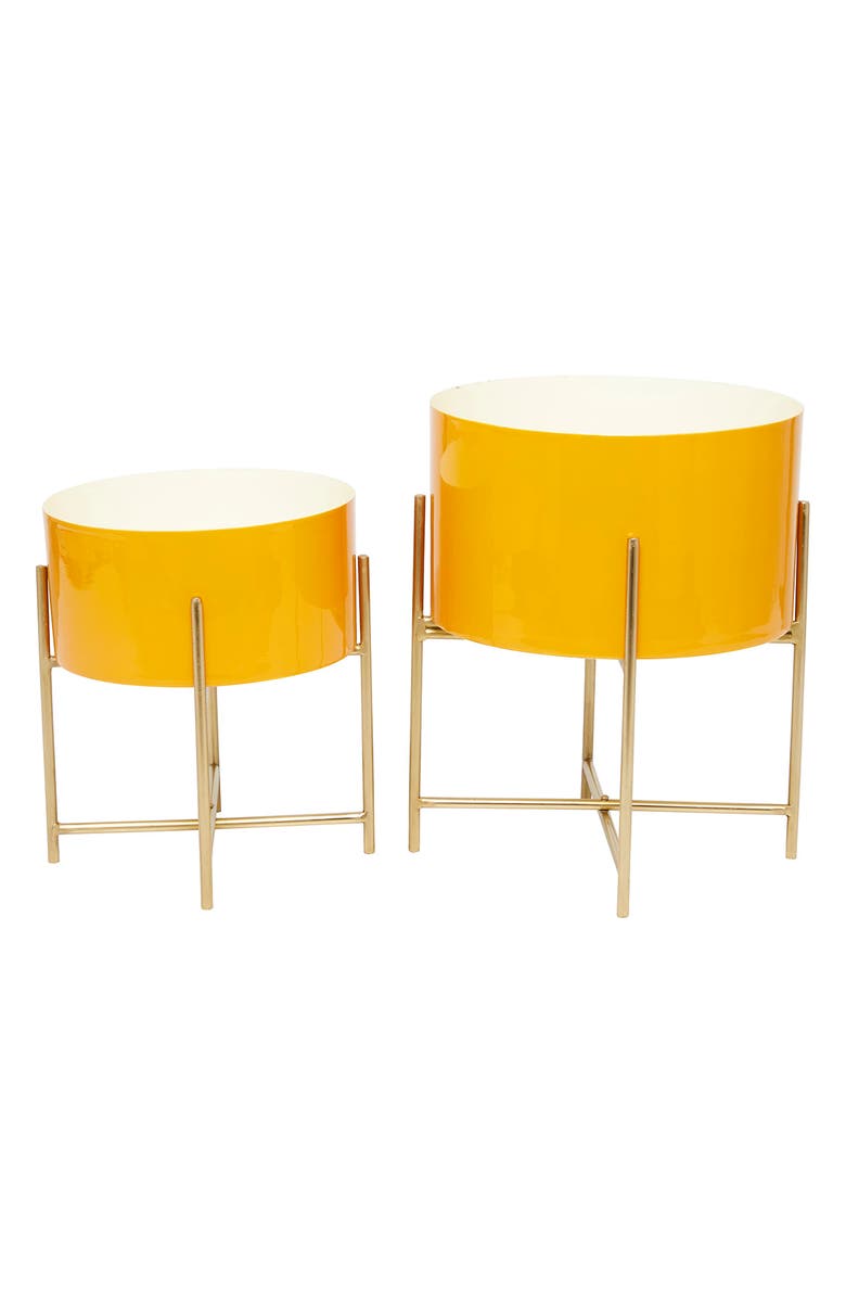 GINGER BIRCH STUDIO Yellow Metal Modern Planter - Set of 2, Alternate, color, Yellow