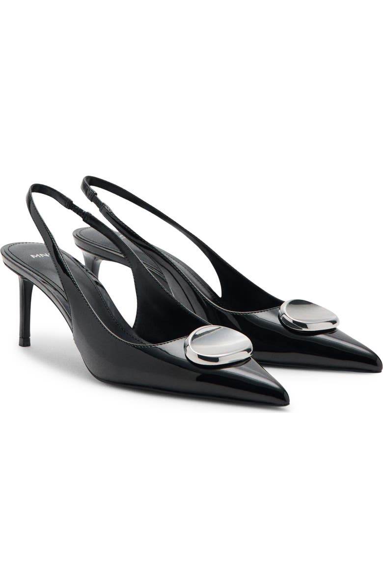 MANGO Pointed Toe Slingback Pump, Main, color, Black