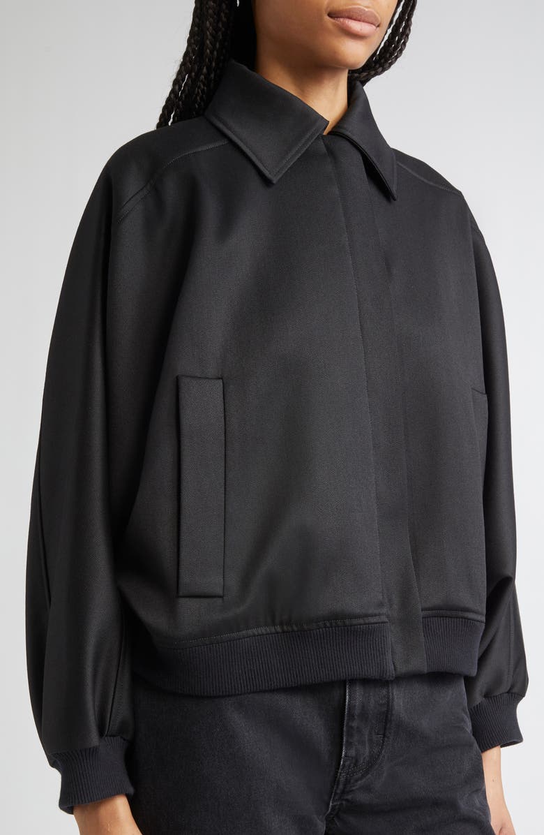 LOULOU DE SAISON Frost Batwing Sleeve Wool Blend Bomber Jacket, Alternate, color, Black