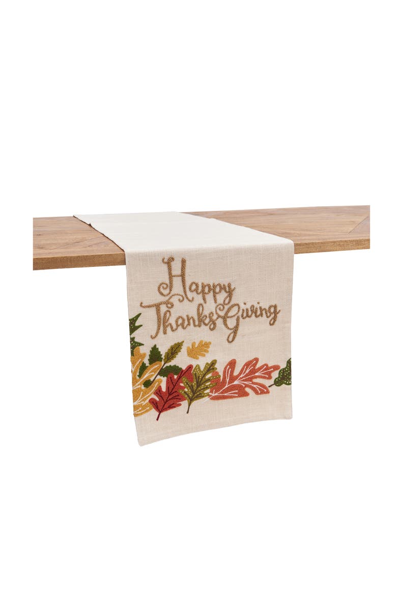"Happy Thanksgiving" Leaves Table Runner 14" x 72", Alternate, color, Brown