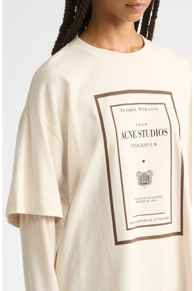 Edra Book Cover Oversize Layered Graphic T-Shirt, Alternate, color, WARM BEIGE