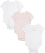 Little Me Kids' Dainty Roses Assorted 3-Pack Cotton Bodysuits