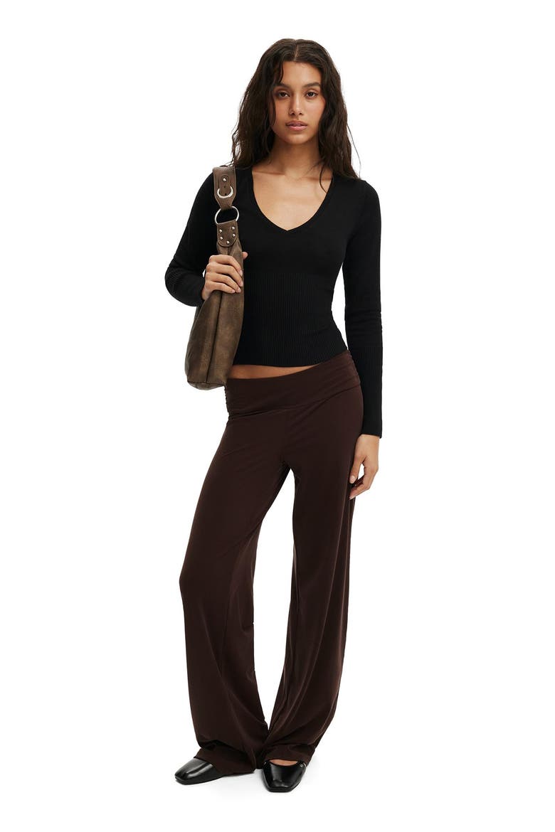 Women's Close Knit V-Neck Top, Alternate, color, Black