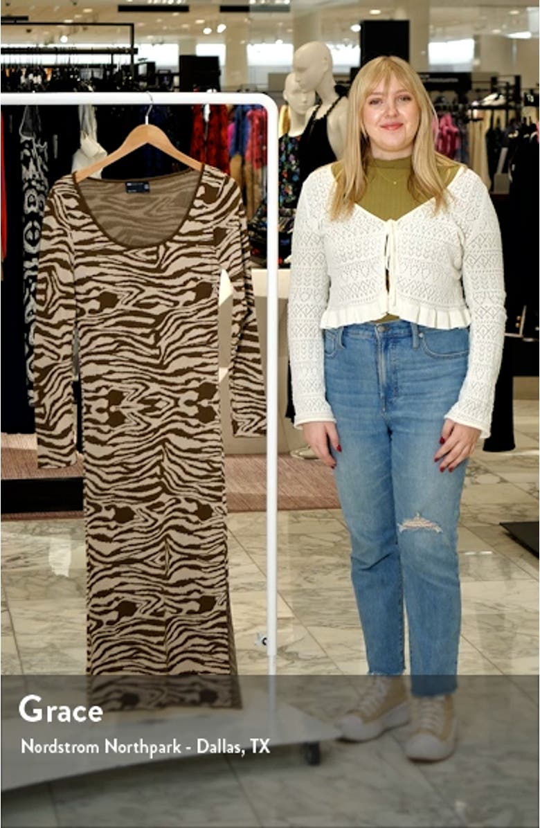 Zebra Long Sleeve Sweater Midi Dress, sales video thumbnail