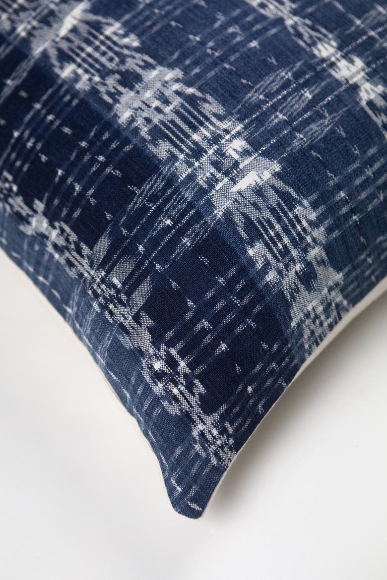 Vintage Ikat Plaid Handwoven Cotton Throw Pillow, Alternate, color, Blue