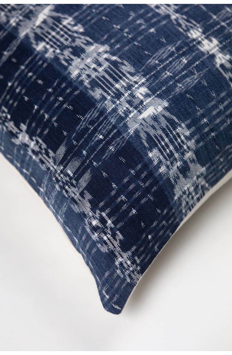 Archive New York Vintage Ikat Plaid Handwoven Cotton Throw Pillow, Alternate, color, Blue