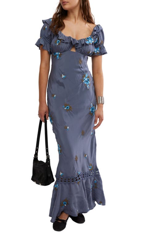 Free People Bali Santa Cruz Ruffle Dress In Vintage Indigo Combo