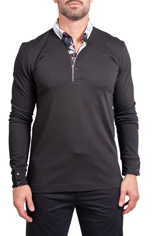 Maceoo Newton Ascension0009 Black Long Sleeve Button-down Polo In Black