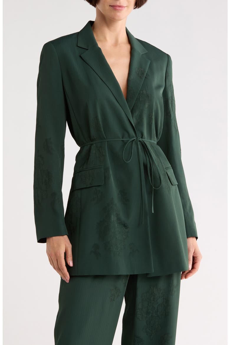 Jacquard Longline Blazer, Main, color, DEEP MALACHITE