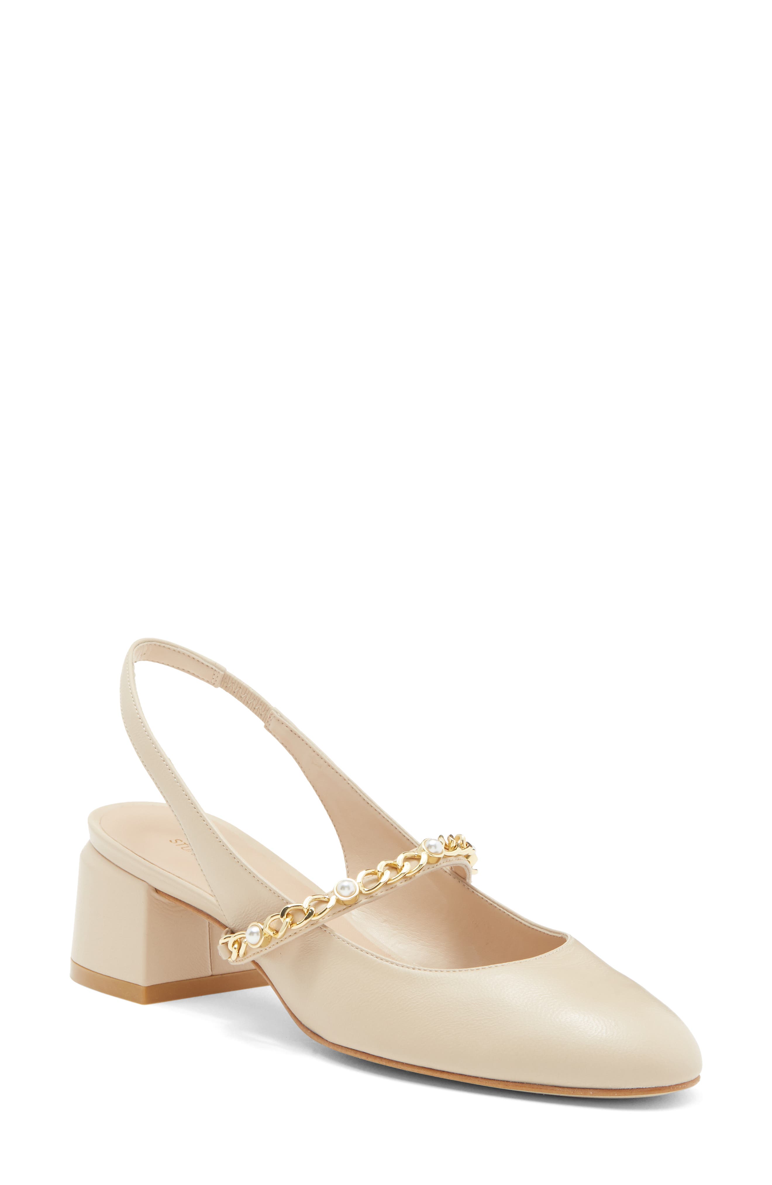 Stuart Weitzman Pearl Chain Slingback Strap