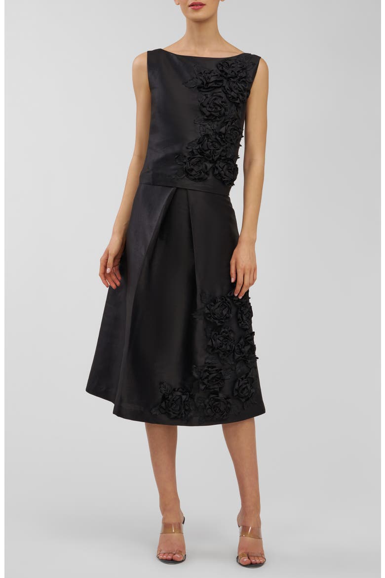 Anita Floral Appliqué Sleeveless Top, Main, color, BLACK