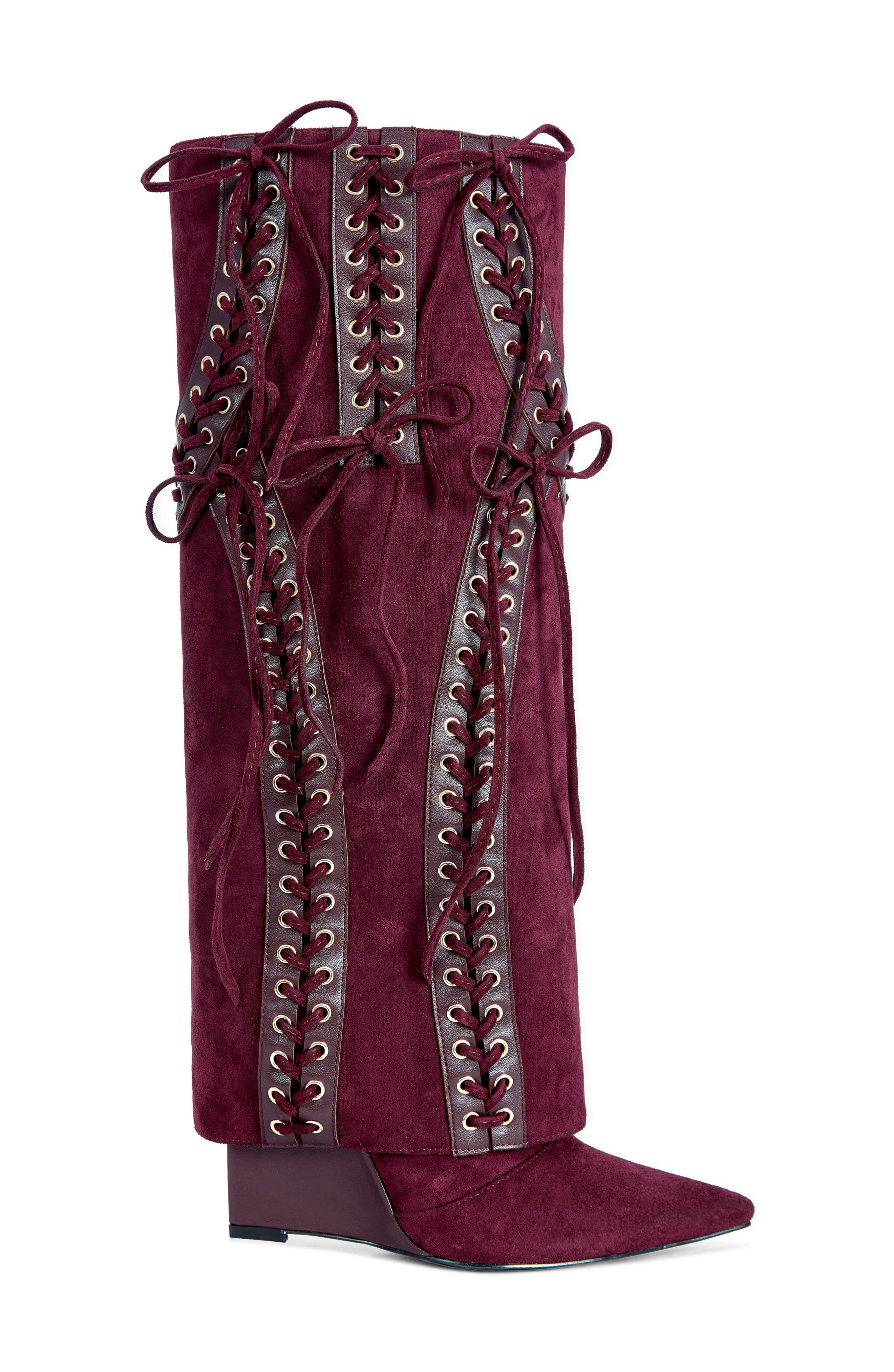 Mantegna Pointed Toe Wedge Boot, Alternate, color, PLUM