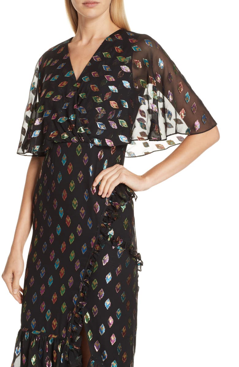 SALONI Ruffle Hem Silk Blend Dress, Alternate, color, 