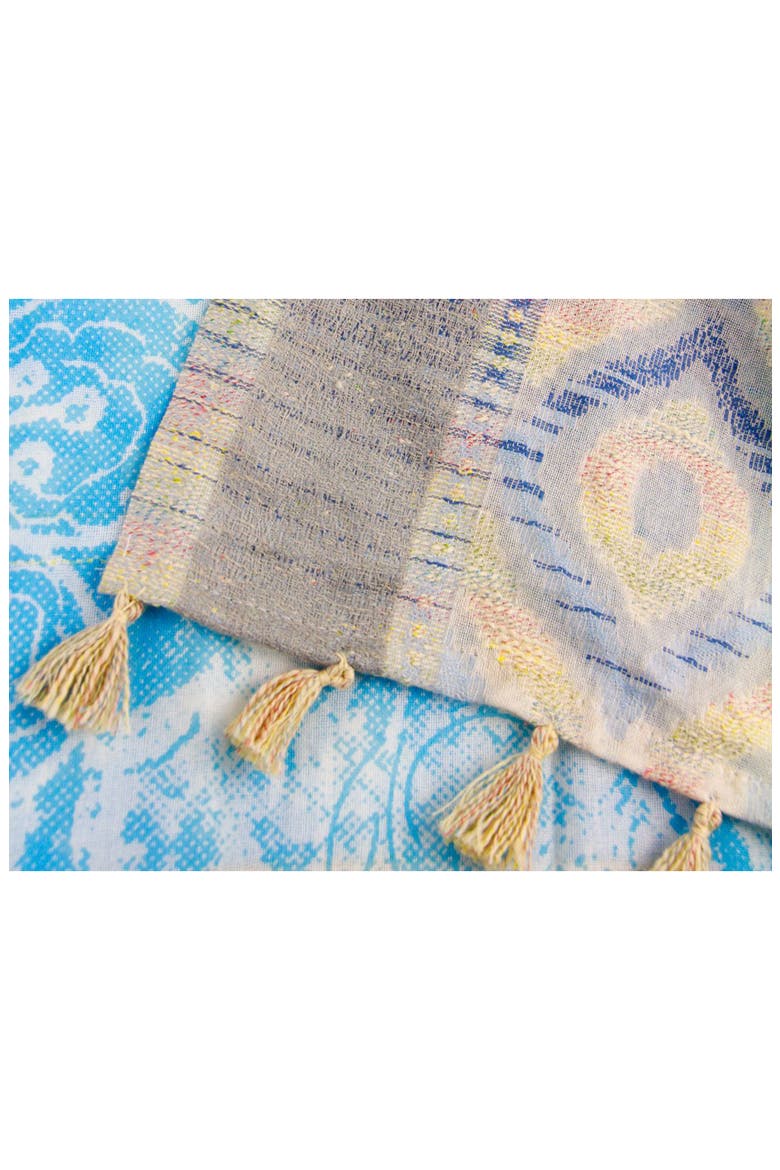 Misty Mixed Border Scarf, Alternate, color, TURQUOISE