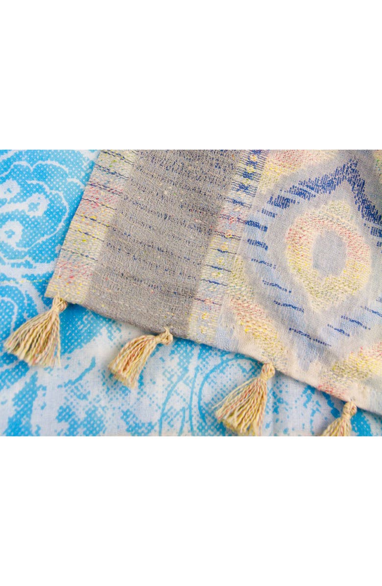 SAACHI Misty Mixed Border Scarf, Alternate, color, Turquoise