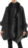 Sofia Cashmere Faux Fur Trim Cashmere Wrap