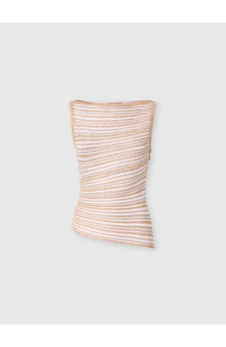 Missoni Boat Neck Top With Lamé Stripes, Main, color, White