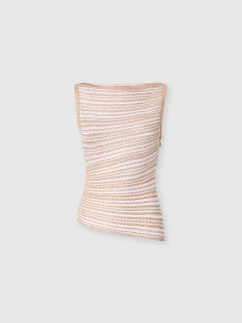 Boat Neck Top With Lamé Stripes