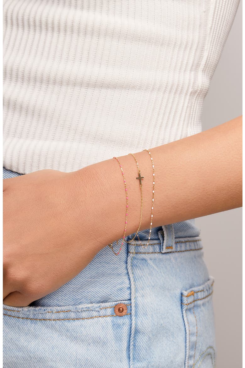 14K Gold Cross Pendant Bracelet, Alternate, color, 14K YELLOW GOLD