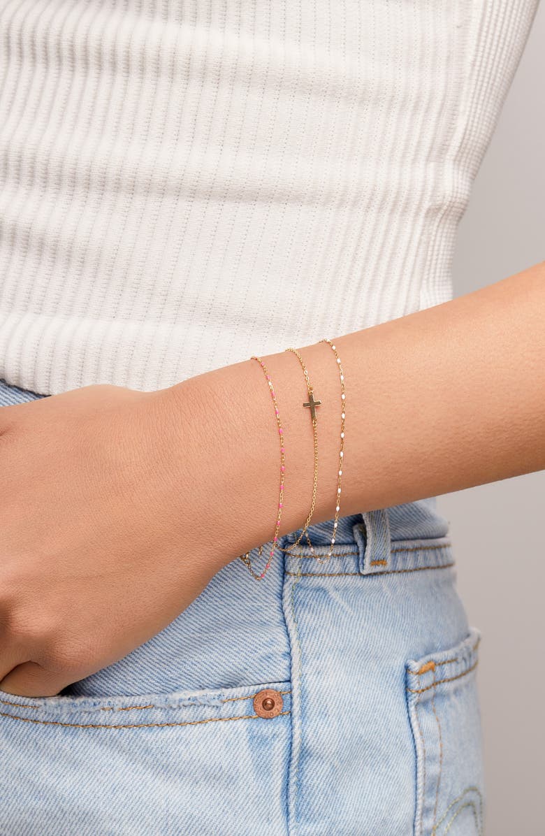 Bony Levy 14K Gold Cross Pendant Bracelet, Alternate, color, 14K Yellow Gold