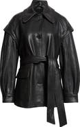 NOUR HAMMOUR Perrin Belted Leather Jacket