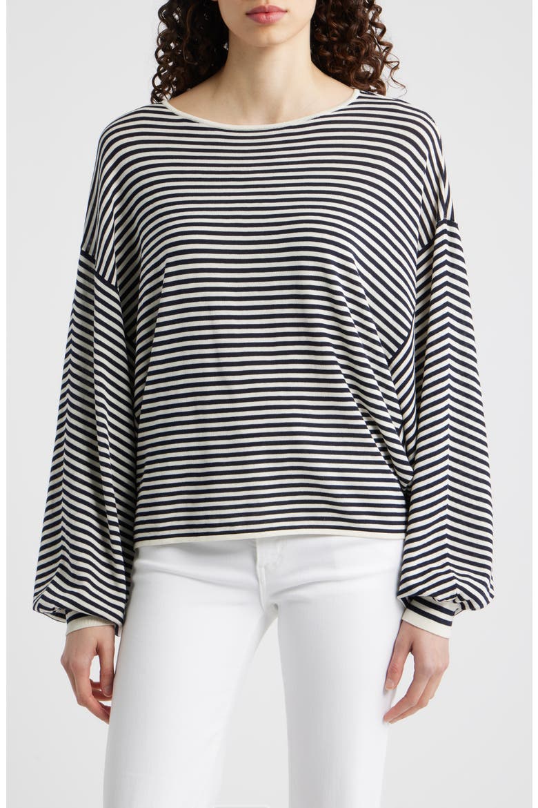 Slouchy Stripe Sweater, Main, color, CREAM MULTI