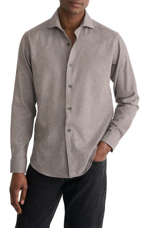 Houndstooth Check Flannel Shirt