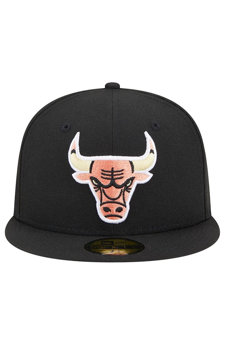 New Era Men's New Era Black Chicago Bulls Floral Side 59FIFTY Fitted Hat, Alternate, color, 