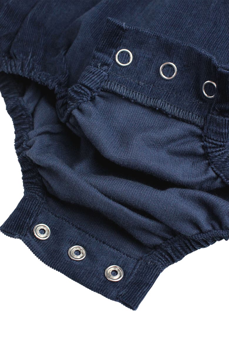 RuffleButts Ruffle Stretch Corduroy Romper & Rib Footless Tights Set, Alternate, color, 