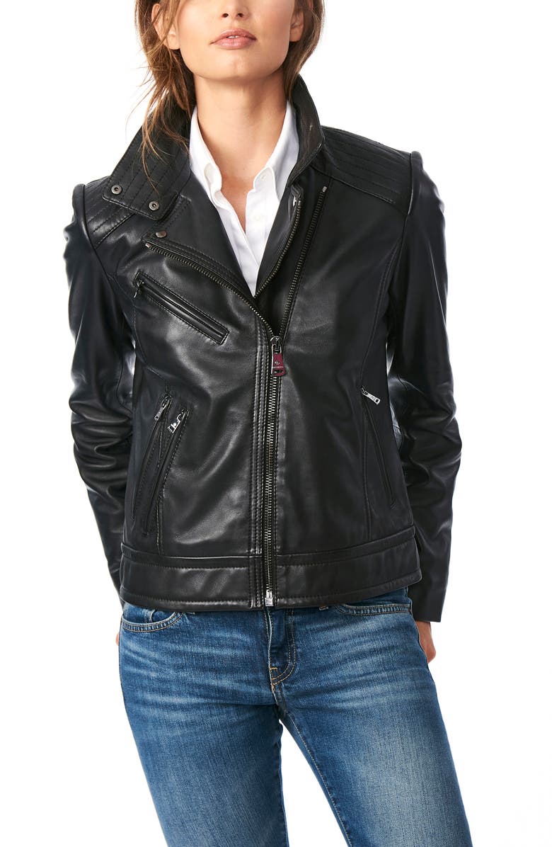 Bernardo Leather Moto Jacket, Main, color, 