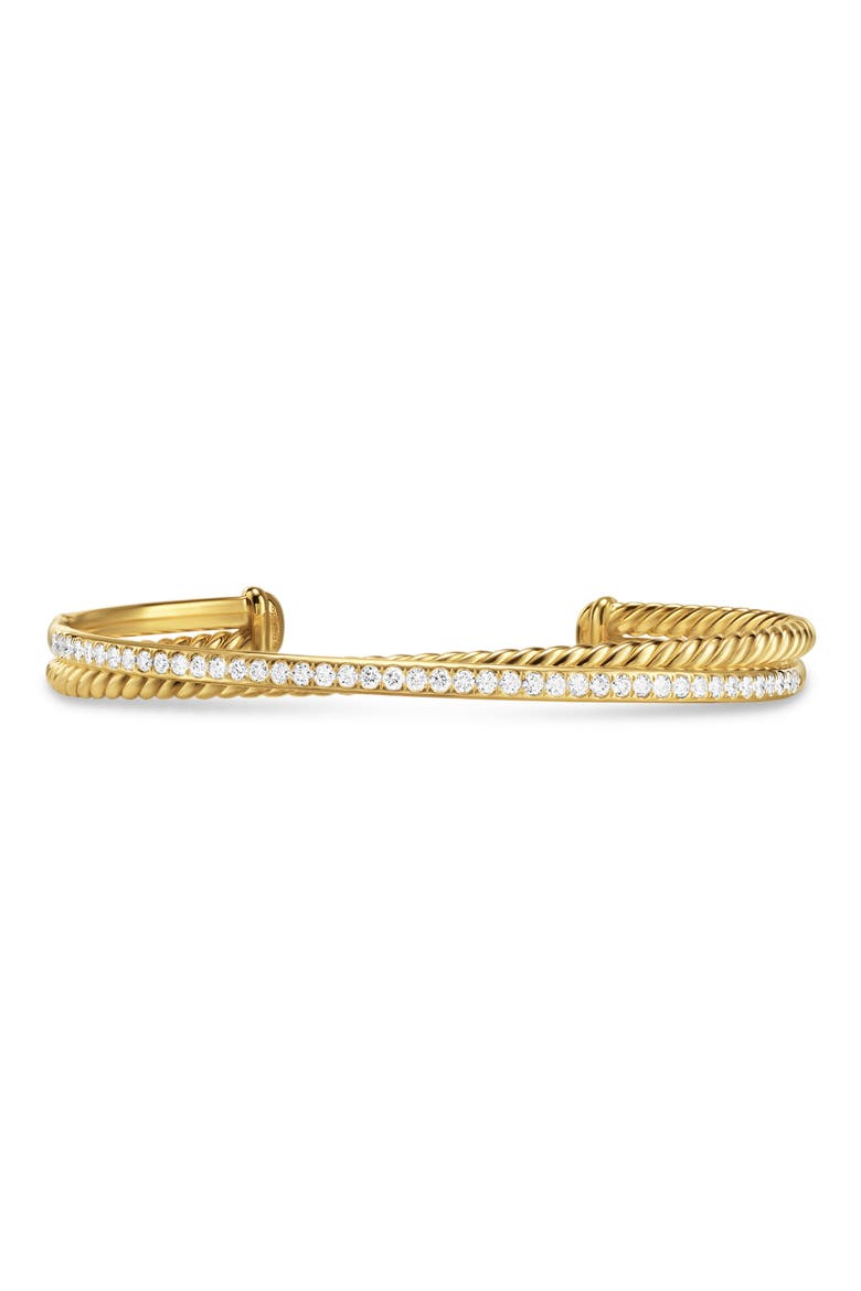 Crossover Two-Row Bracelet in 18K Yellow Gold with Diamonds, 6mm, Main, color, 18K GOLD