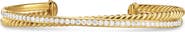 David Yurman Crossover Two-Row Bracelet in 18K Yellow Gold with Diamonds, 6mm