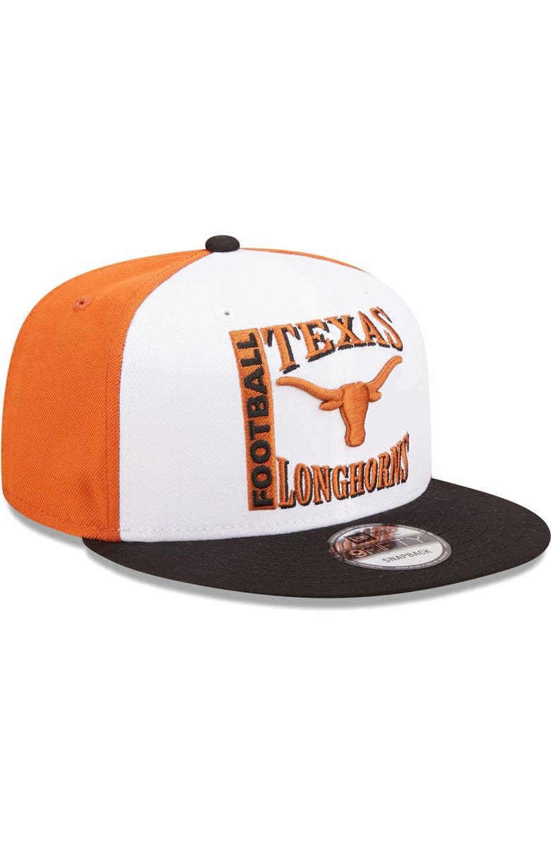 New Era Men's New Era White/Texas Orange Texas Longhorns Retro Sport 9FIFTY Snapback Hat, Alternate, color, 